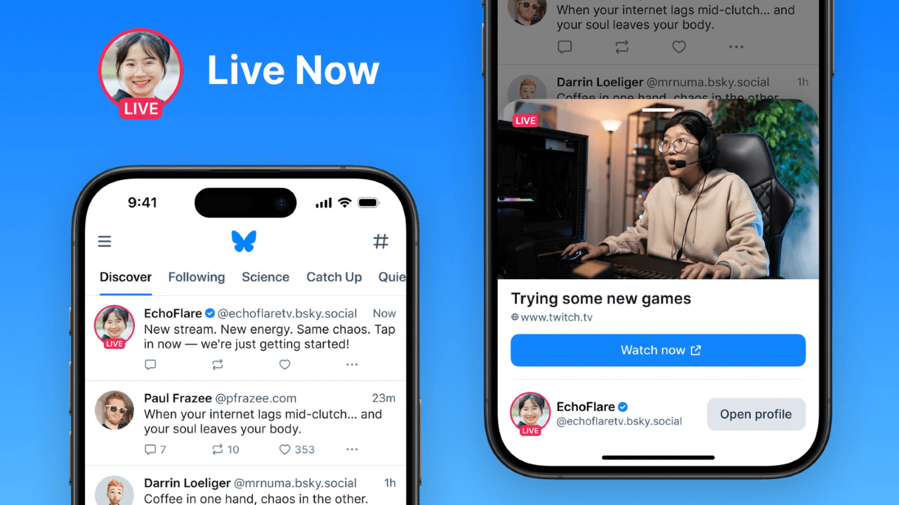 Bluesky, Twitch ve YouTube Yayınları İçin “Canlı” Rozeti Özelliğini Test Ediyor
